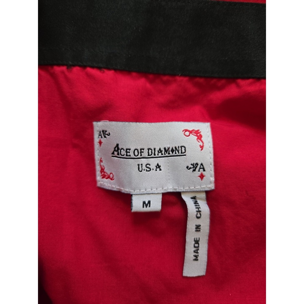 Ace Of Diamond Western Shirt Men's M Embroidered Pearl Snap Shirt Red EUC - Picture 14 of 16
